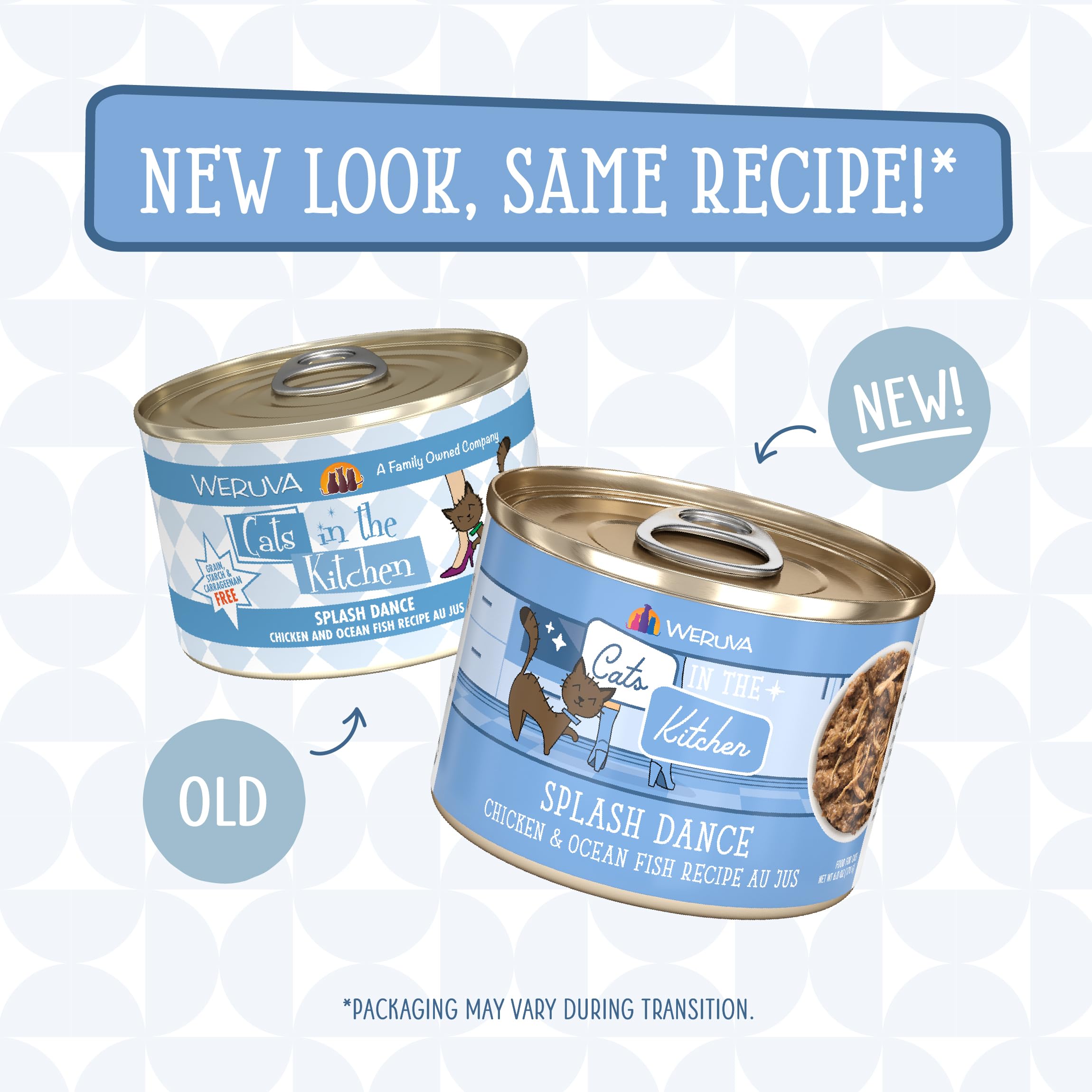 Weruva Cats in The Kitchen Splash Dance Chicken & Ocean Fish Au Jus Cat Food - Grain-Free, High Protein Wet Cat Food for Adult Cats - 6oz Cans (Pack of 24) - Perfect for Mealtime & Special Treats
