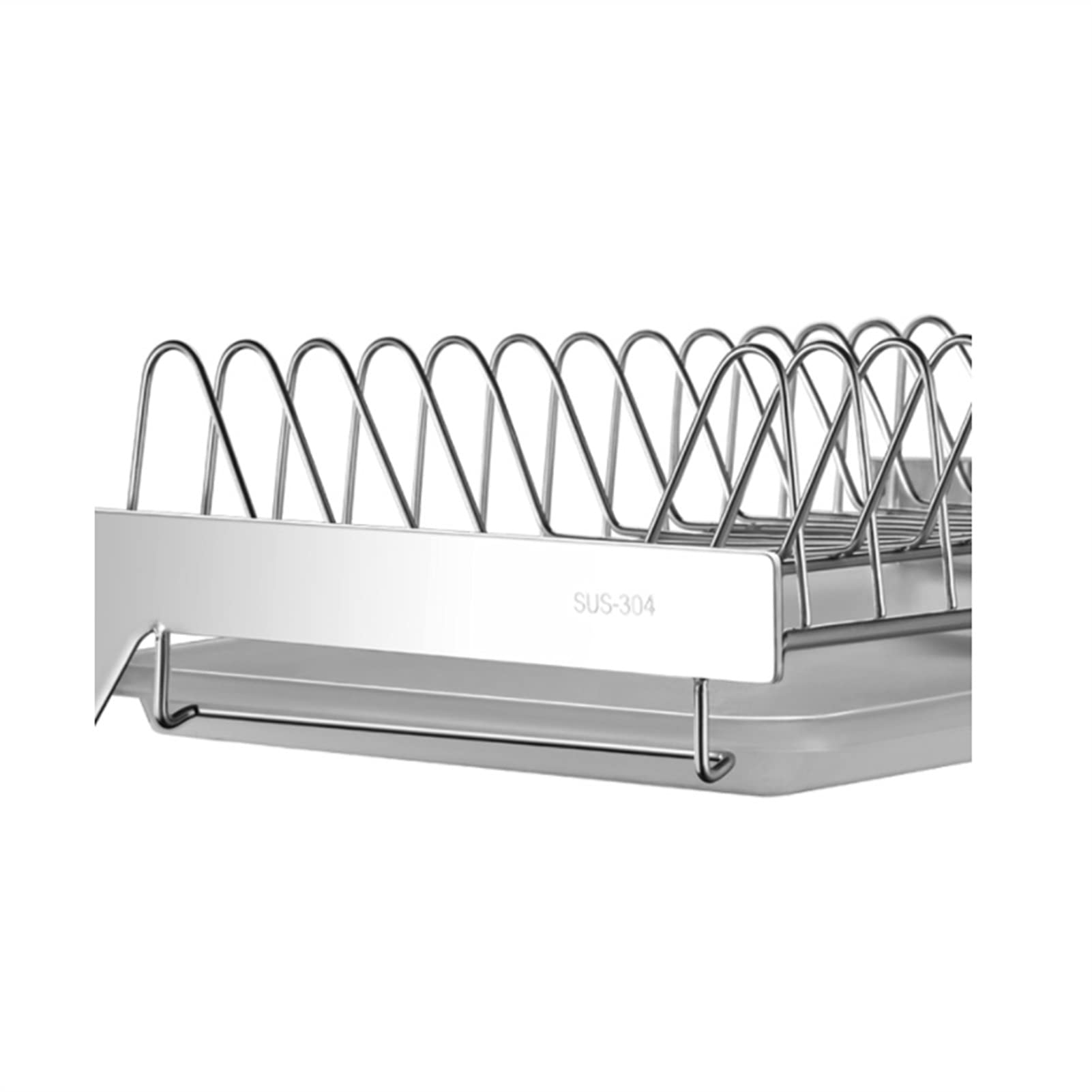 3-Tier 304 Stainless Steel Dish Rack with Drainboard & Removable Tray - Space Saving Kitchen Countertop Organizer for Plates, Bowls & Cups - Perfect for Small Kitchens, Apartments & RV Use