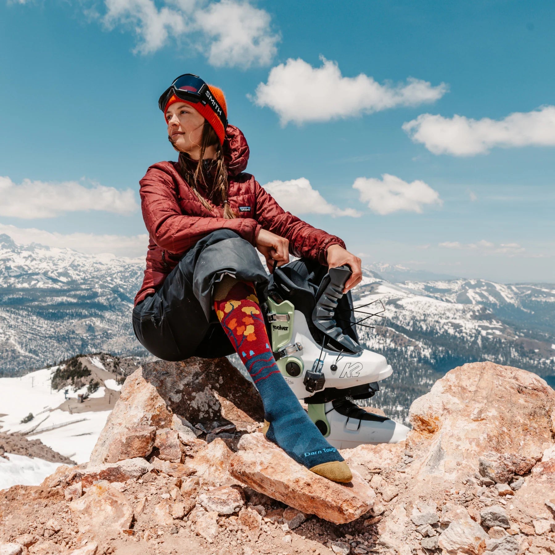 Darn Tough Women's Enchanted Over The Calf Midweight Ski & Snowboard Socks - Warm & Cushioned for Winter Sports & Outdoor Activities