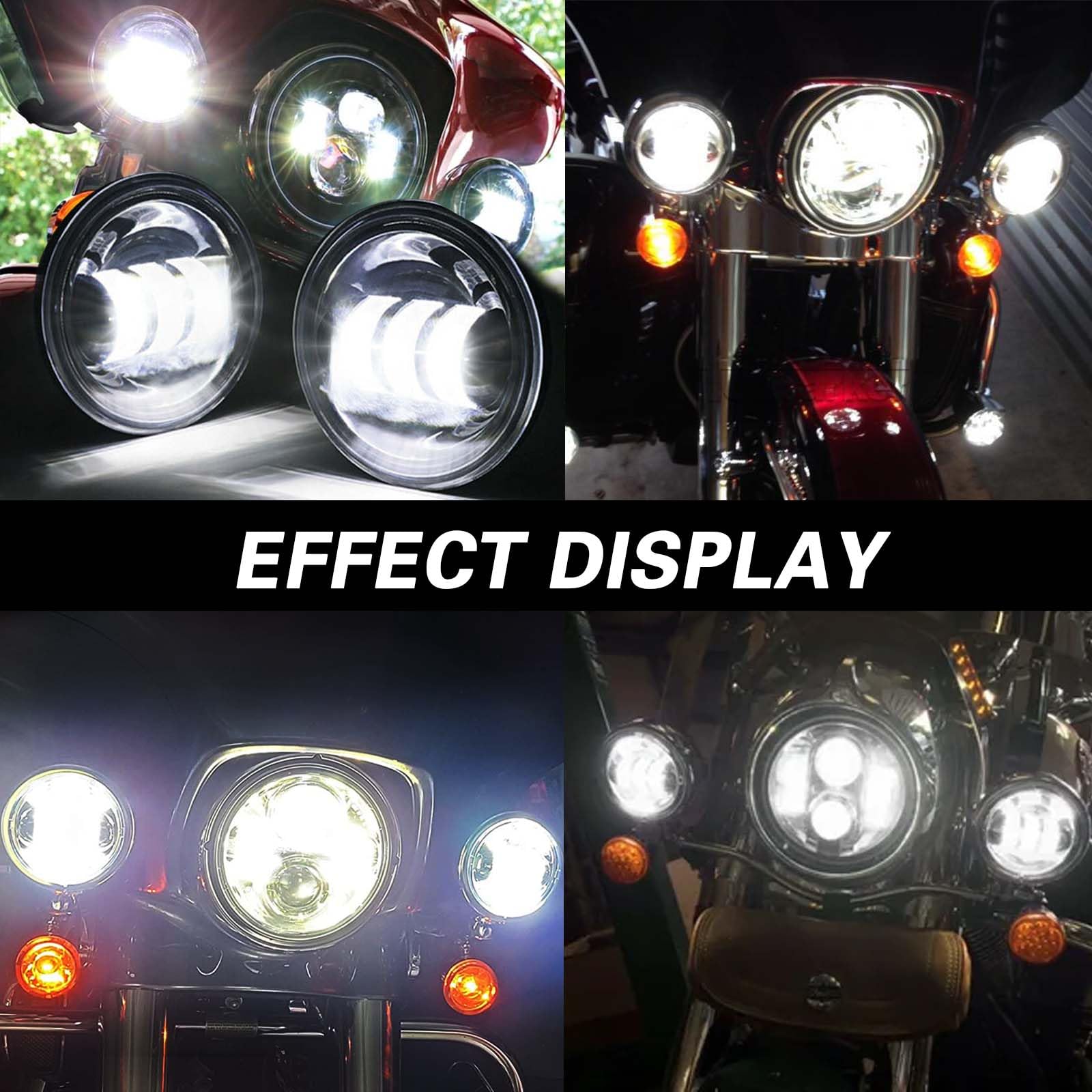 4.5 Inch LED Auxiliary Spotlight Fog Lights Kit with Housing Bracket - Chrome Bullet Turn Signal Lamps for Harley Touring Street Glide/Electra Glide/Road King - Perfect for Night Riding and Enhanced Visibility