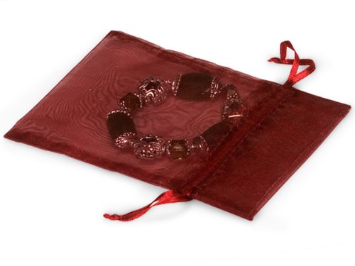 25 Pack Burgundy Organza Bags 4x6 Inches with Satin Drawstrings - Perfect for Wedding Favors, Jewelry Packaging, Party Gifts & Gift Wrapping