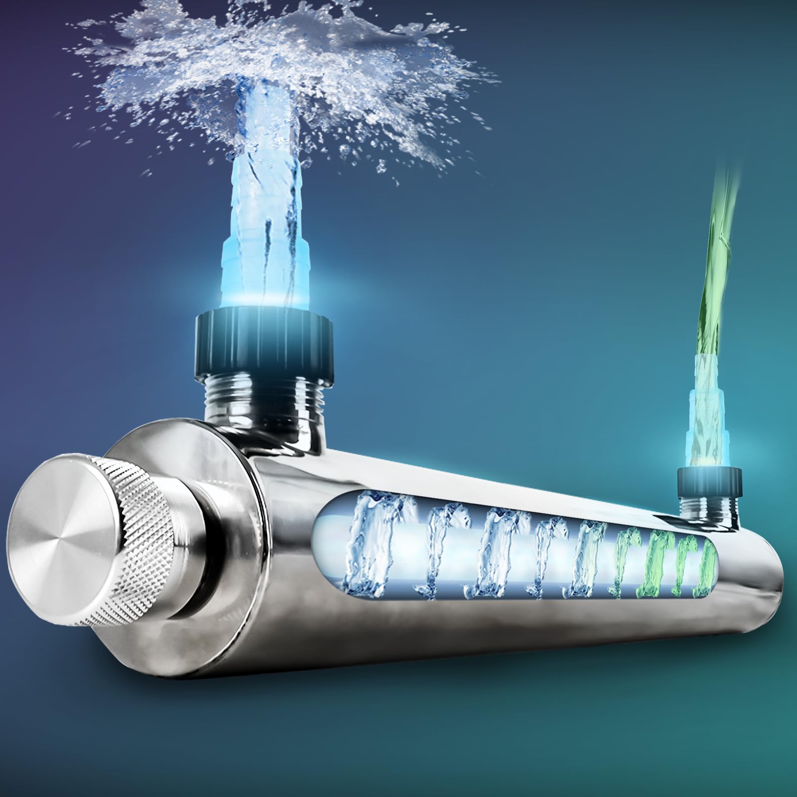 55W UV Sterilizer Light for Pools, Cold Plunge Tubs & Aquariums - UVC Bulb Algae Control for Above Ground Pools, Ponds & Green Water Treatment - Stainless Steel UV Clarifier for Crystal Clear Water (Perfect for Backyard Oasis, Spa Maintenance & Fish Tank Cleaning)