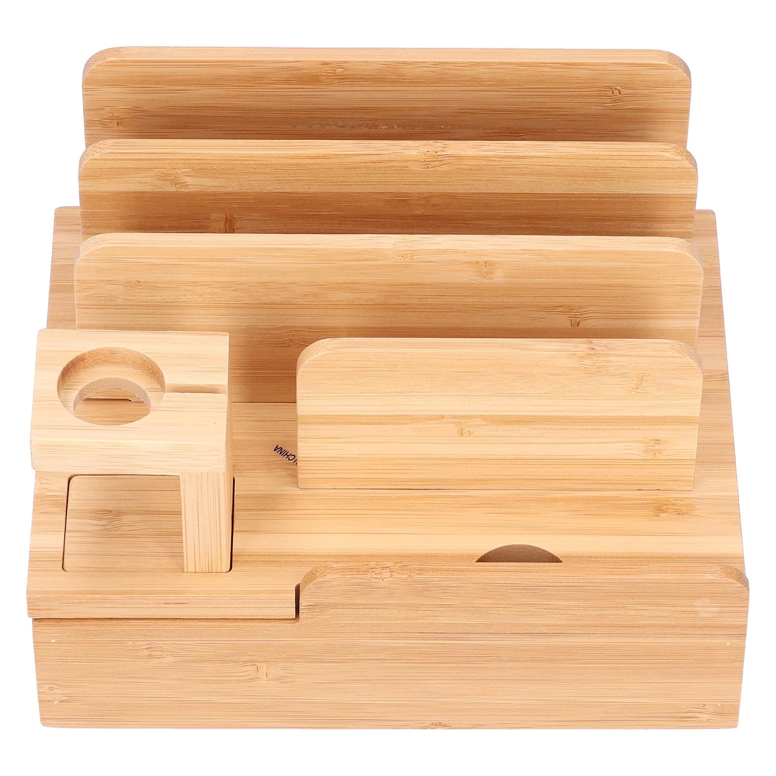 Bamboo Tablet & Phone Stand Holder - Space Saving Organizer with Polished Finish for Office, Bedroom & Study Room - Perfect for Work, Reading & Watching Videos