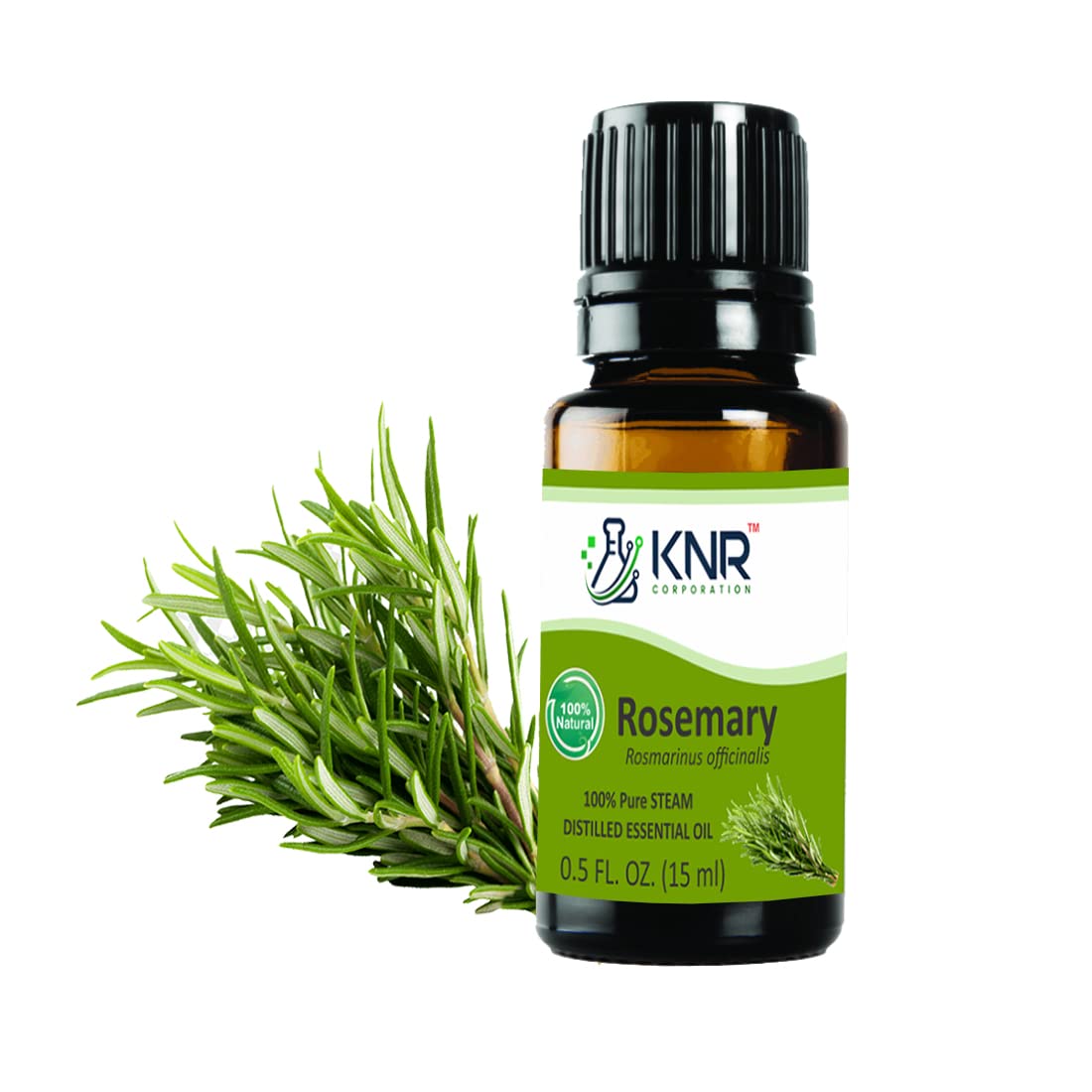 KNR CORPORATION 100% Pure & Natural Rosemary Essential Oil for Hair Growth, Skin Care & Aromatherapy | 15ml Bottle | Promotes Healthy Scalp, Glowing Skin & Relaxation | Perfect for DIY Beauty, Massage & Diffuser Use