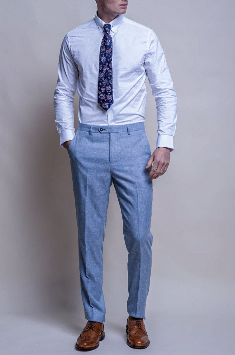 Cavani Miami Men's Sky Blue Dress Pants - Slim Fit Casual Chinos for Office, Business & Formal Wear