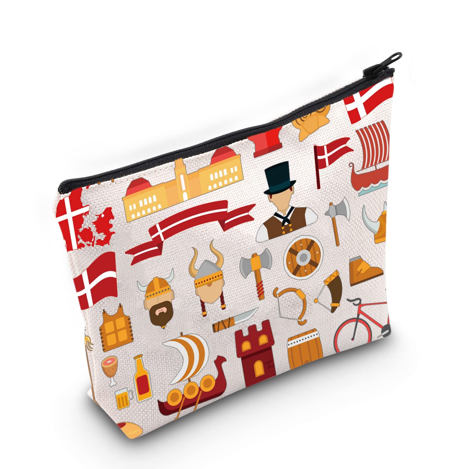 LEVLO Denmark Travel Pouch Bag - Danish Culture Gift with European Landmarks Design - Perfect Souvenir for Denmark Lovers & Travel Enthusiasts - Ideal for Vacations, Gifts & Collectibles
