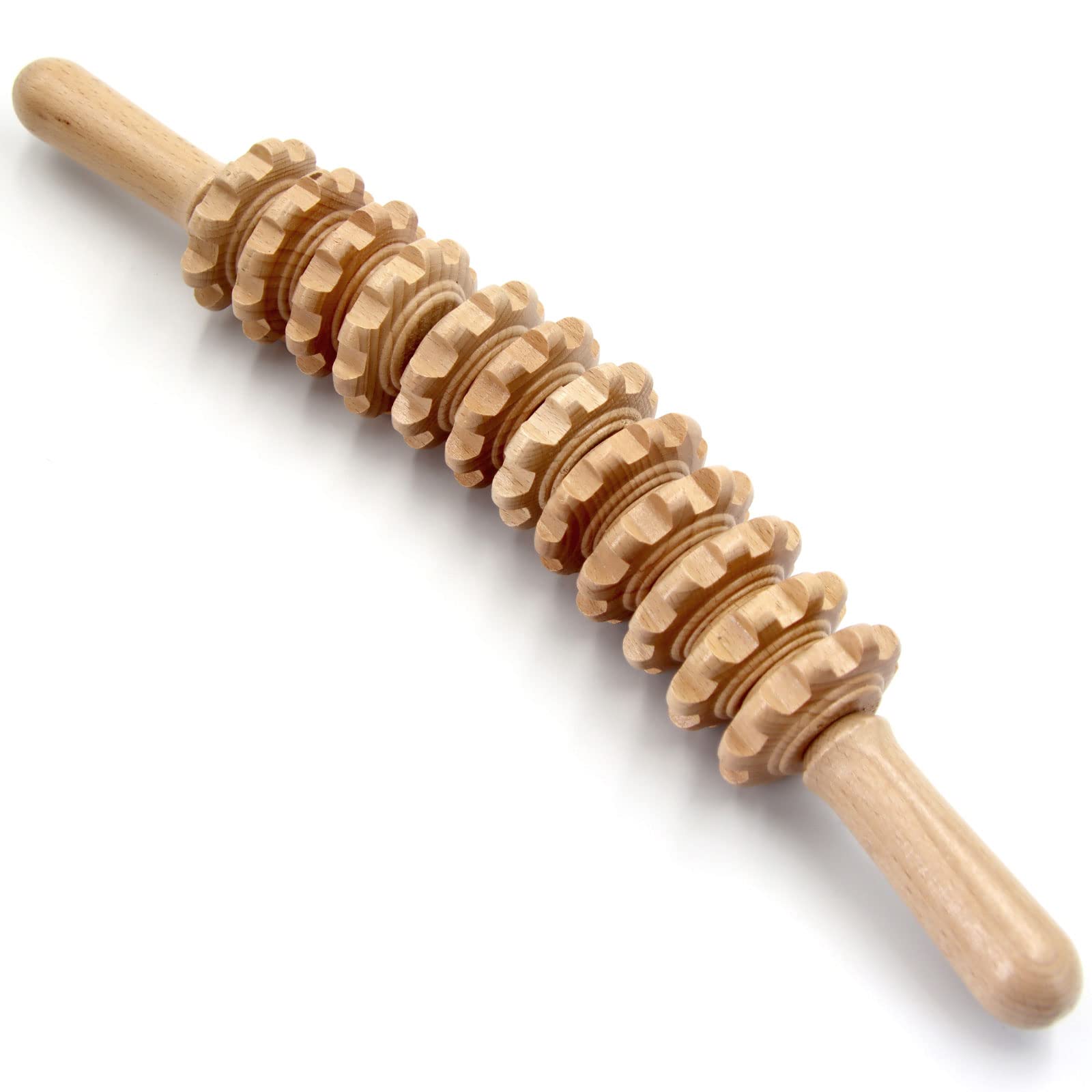 16 Inch Professional Wood Therapy Massage Roller Stick - Body Sculpting & Deep Tissue Relief Tool for Cellulite Reduction, Lymphatic Drainage & Muscle Recovery - Perfect for Home Spa, Post-Workout Recovery & Professional Massage Therapy