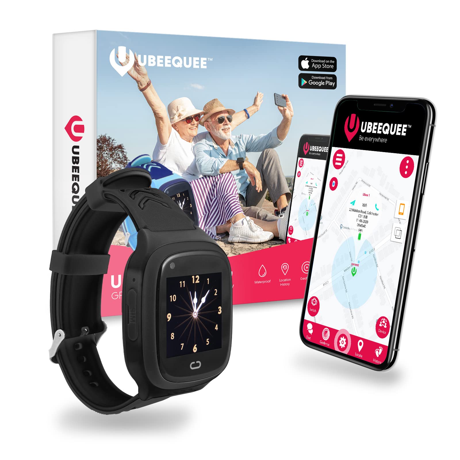 UBEE SAFE 4G GPS Tracker Watch for Dementia & Alzheimer's Patients - Waterproof Elderly Safety Smartwatch with Real-Time Location Tracking & SOS Alert - Ideal for Seniors with Memory Loss & Caregivers (New Improved Model) | Perfect for Daily Monitoring, Emergency Response & Peace of Mind