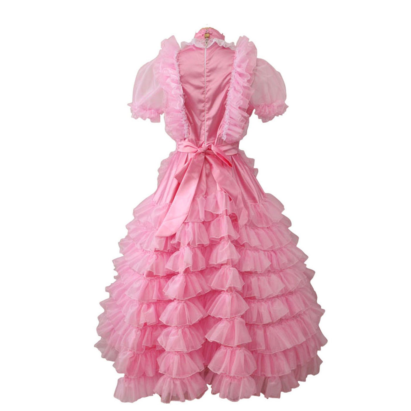 Elegant French Satin Organza Long Prom Dress with Puffy Skirt in Pink - Perfect for Homecoming, Quinceañera, and Formal Evening Events