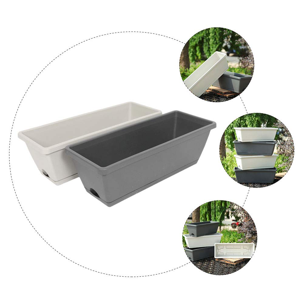 Housoutil 2-Pack Plastic Garden Plant Pots for Vegetables, Flowers, and Nursery Plants - Durable Planting Troughs for Balcony, Indoor, and Outdoor Gardening - Perfect for Herbs, Succulents, and Home Decor
