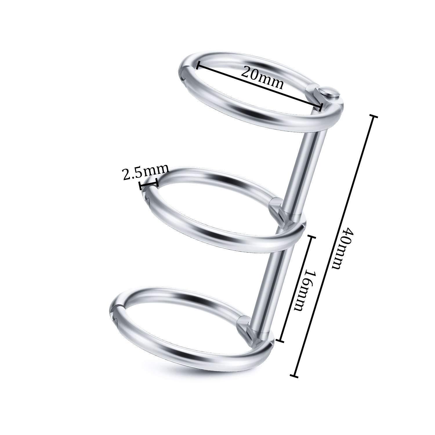 20-Piece 3-Ring Metal Loose Leaf Binder Rings - 20mm Inner Diameter Snap Split Hinged Book Rings for DIY Projects, Travel Journals, Photo Albums, Document Binding - Silver (Perfect for Office, School & Craft Organization)