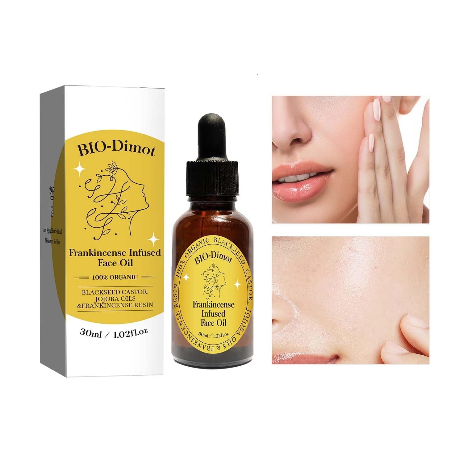 2Pcs Organic Frankincense Resin Oil & Castor Oil for Face - Natural Anti-Aging Facial Serum with Black Seed | Moisturizing Skin Care for Dry Skin, Wrinkles & Fine Lines | Perfect for Night Routine & Daily Hydration