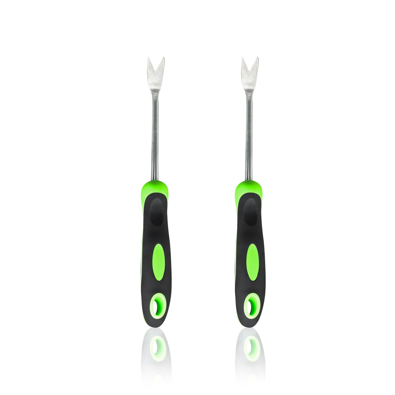 2Pcs Stainless Steel Garden Hand Weeder Tool - Ergonomic Dandelion Weed Puller with Comfort Grip Handle for Lawn, Yard & Garden Care - Perfect for Removing Weeds, Thistles and Deep-Rooted Plants