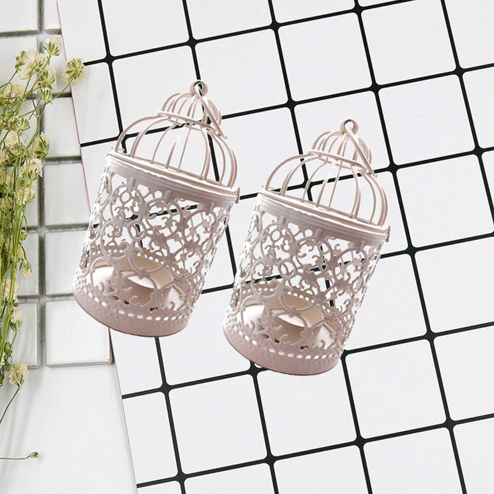 ARTIBETTER 2-Pack White Metal Wedding Candle Holders - Elegant Iron Candlestick Centerpieces for Wedding Decor, Table Centerpiece with Tea Lights - Perfect for Romantic Dinners, Home Decor & Special Events