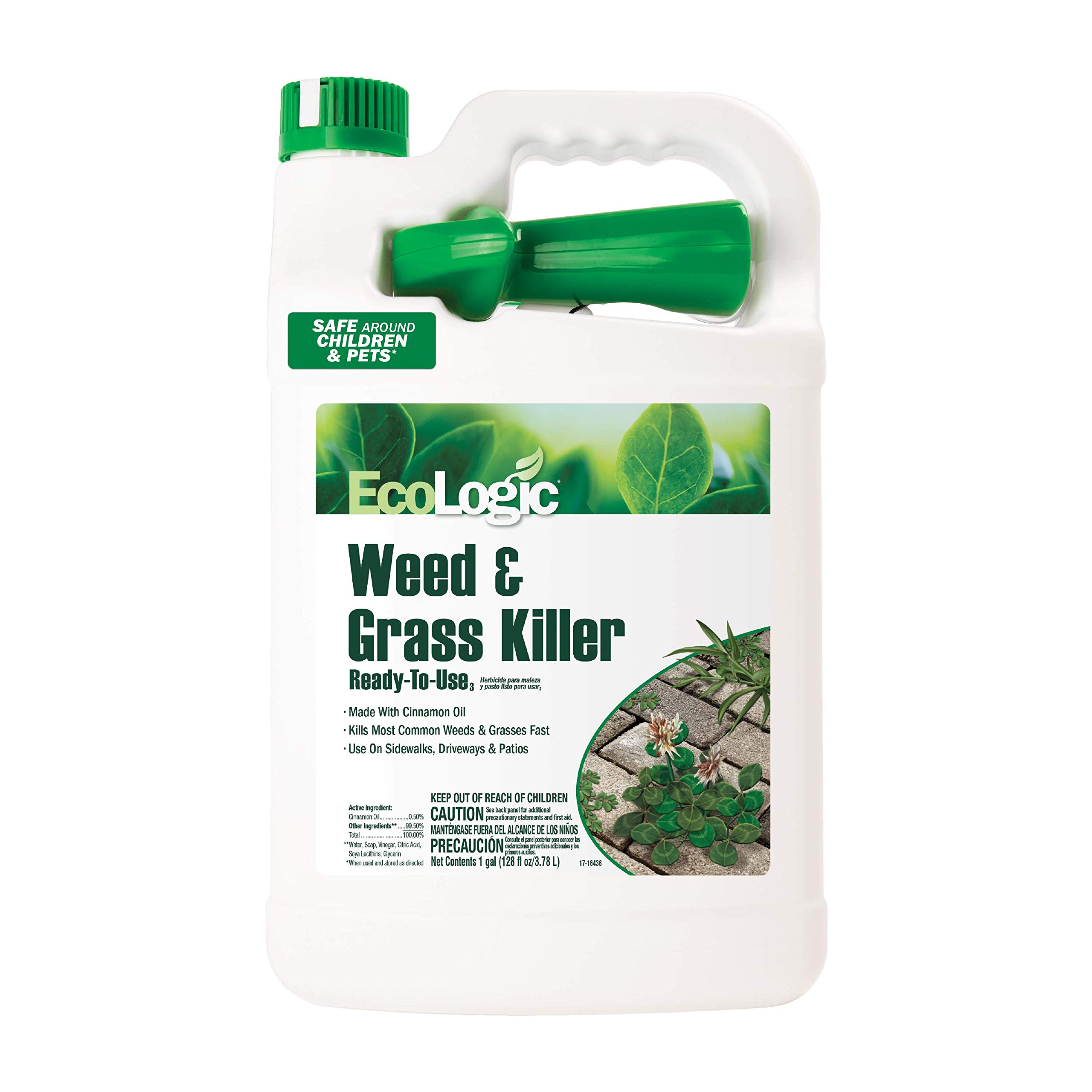 EcoLogic Weed & Grass Killer Ready-to-Use 1 Gallon with Natural Cinnamon Oil - Pack of 4 - Fast Acting Herbicide for Lawns, Driveways & Garden Weed Control