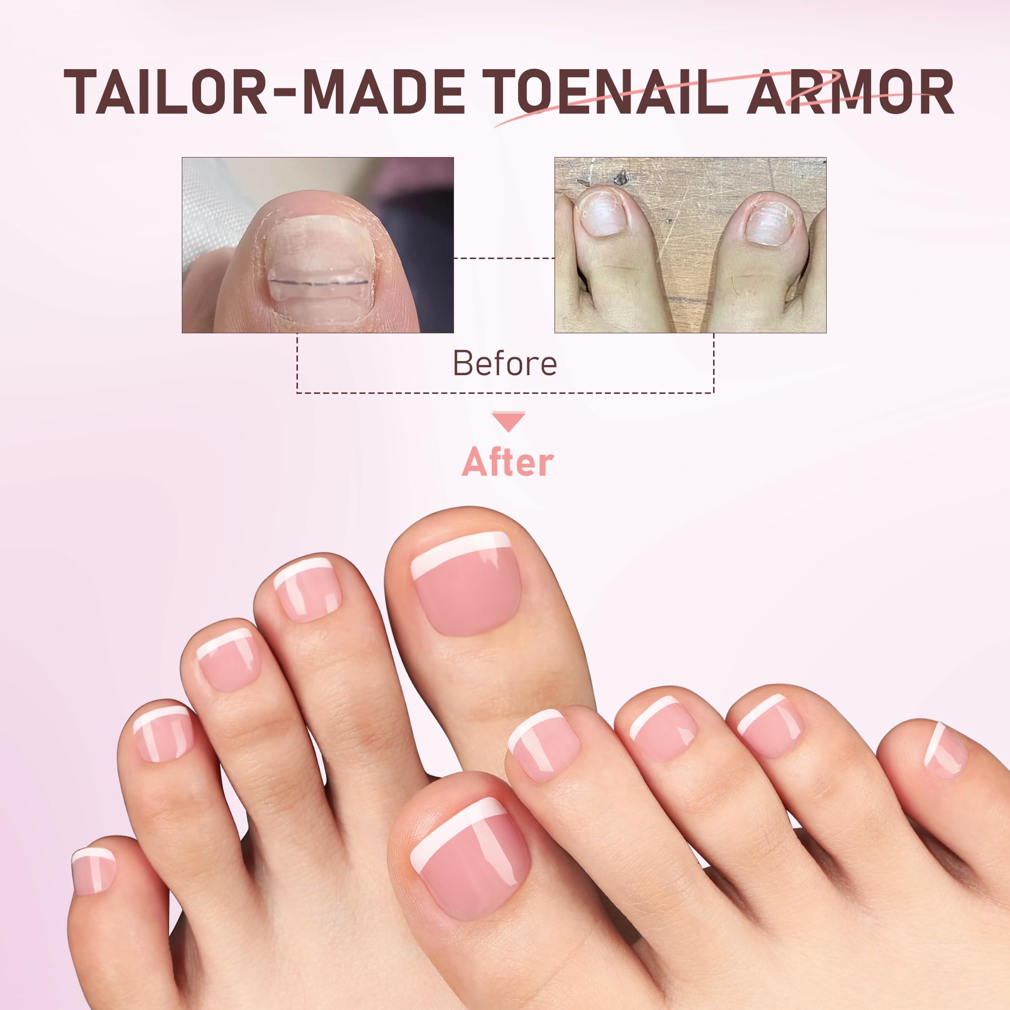 UNA GELLA Peach Pink French Tip Press On Toenails - 216pcs Soft Gel Nail Tips in 12 Sizes | DIY Salon & Home Manicure | Perfect for Pedicures, Parties & Summer Toes