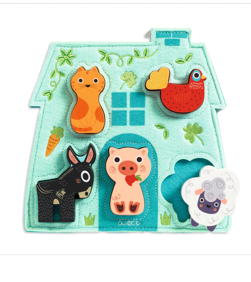 Djeco Mouky Wooden Puzzle - Fun & Educational Toy for Kids Ages 3+ | Perfect for Early Learning, Birthday Gifts & Family Game Night