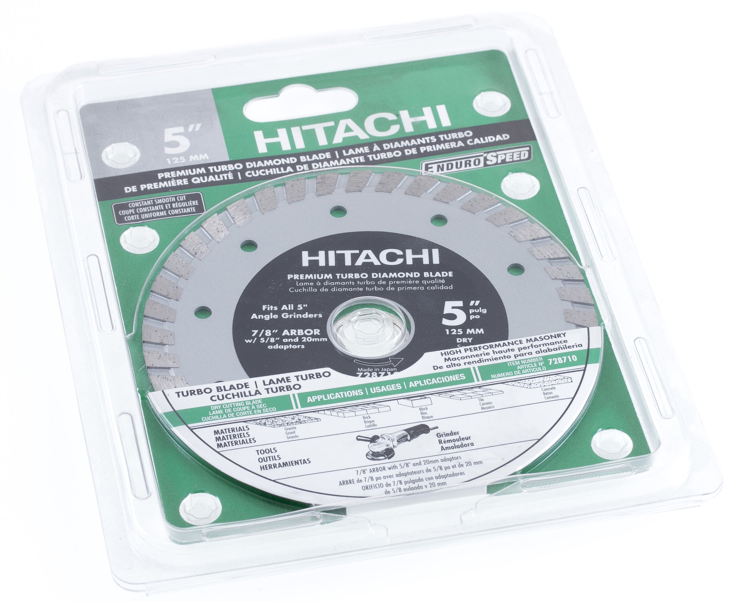 Hitachi 728710 5-Inch Dry Cut Turbo Diamond Saw Blade for Concrete, Masonry, Brick & Tile - Perfect for Construction, Renovation & DIY Projects