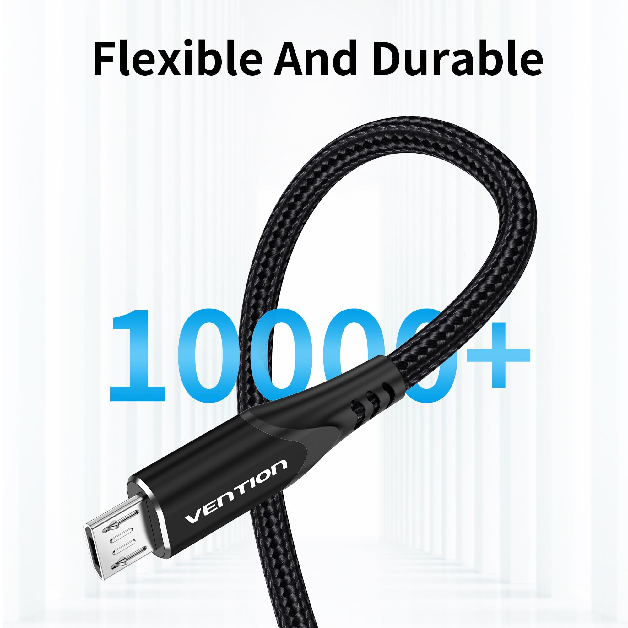 6.6FT Nylon Braided Micro USB Charger Cable for PS4/Xbox Controller, Kindle Fire Tablet & Android Devices - Durable Fast Charging Cord for Gaming, Reading & Mobile Use