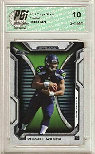 Russell Wilson 2012 Topps Strata RC Rookie Football Card PGI 10 Graded - Collectible NFL Memorabilia for Fans and Investors | Perfect for Display, Trading, and Sports Collections