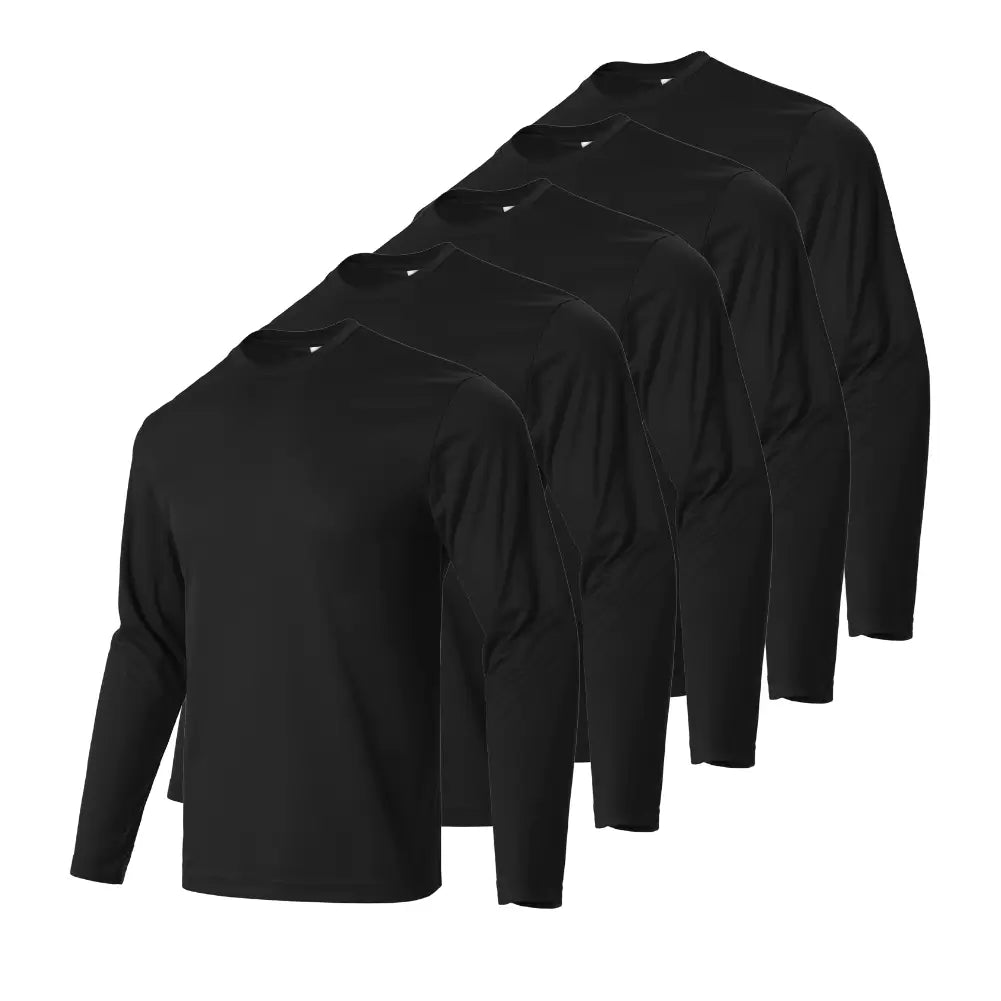 5 Pack Men's Long Sleeve T-Shirts - Soft Cotton Crew Neck Casual Shirts for Everyday Wear | Office, Gym, Travel & Outdoor Activities