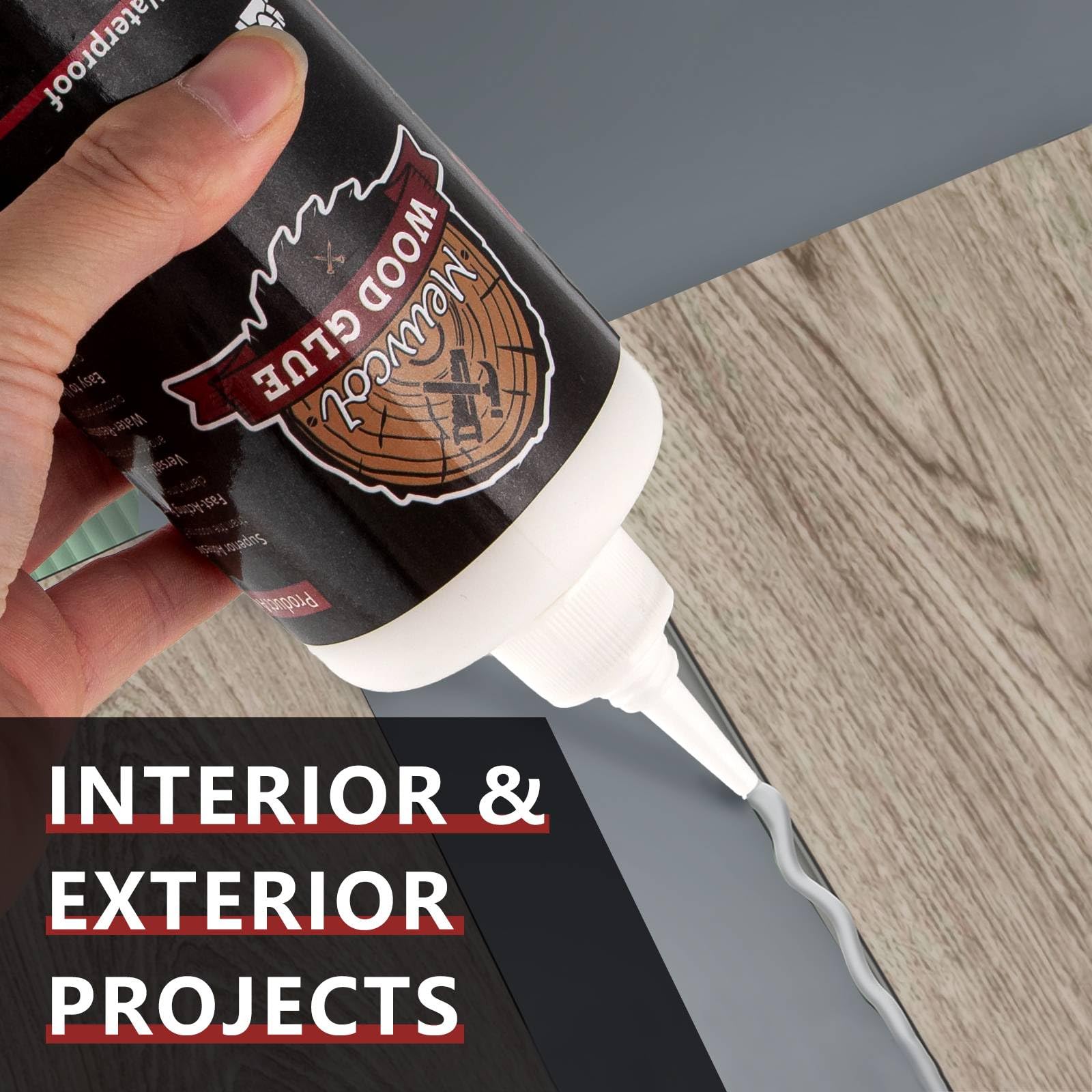Premium Wood Glue - Heavy Duty Waterproof Adhesive for Woodworking, Furniture Repair, Cabinets & Baseboards | Fast-Drying Clear Bond for Interior & Exterior Use | Ideal for DIY Crafts, Door Fixing & Home Projects (500g)