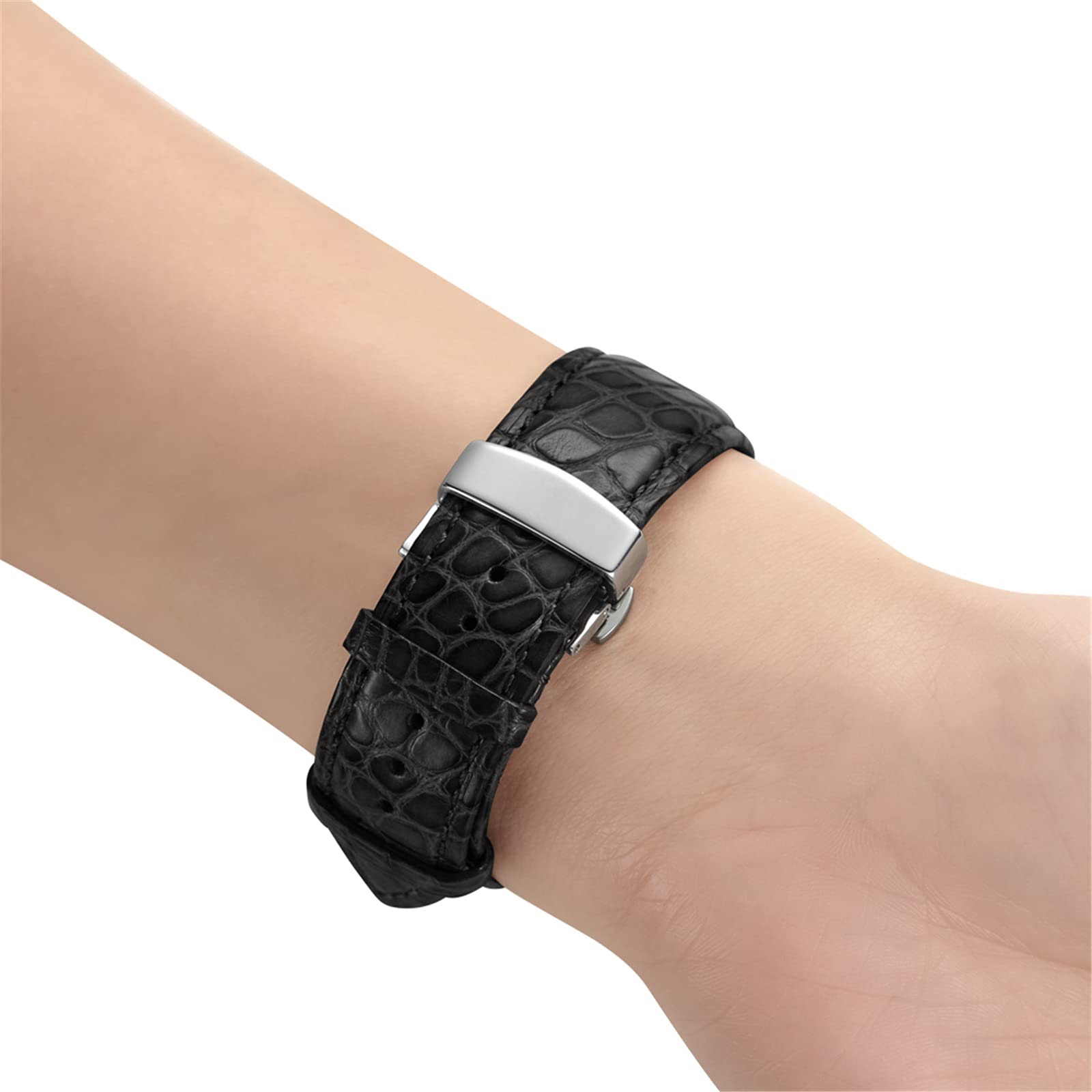 Genuine Crocodile Pattern Leather Band for Apple Watch 38mm 40mm 42mm 44mm - Compatible with Series 6/5/4/3/2/1 & SE - Stylish Replacement Strap for Men & Women - Perfect for Work, Gym & Casual Wear