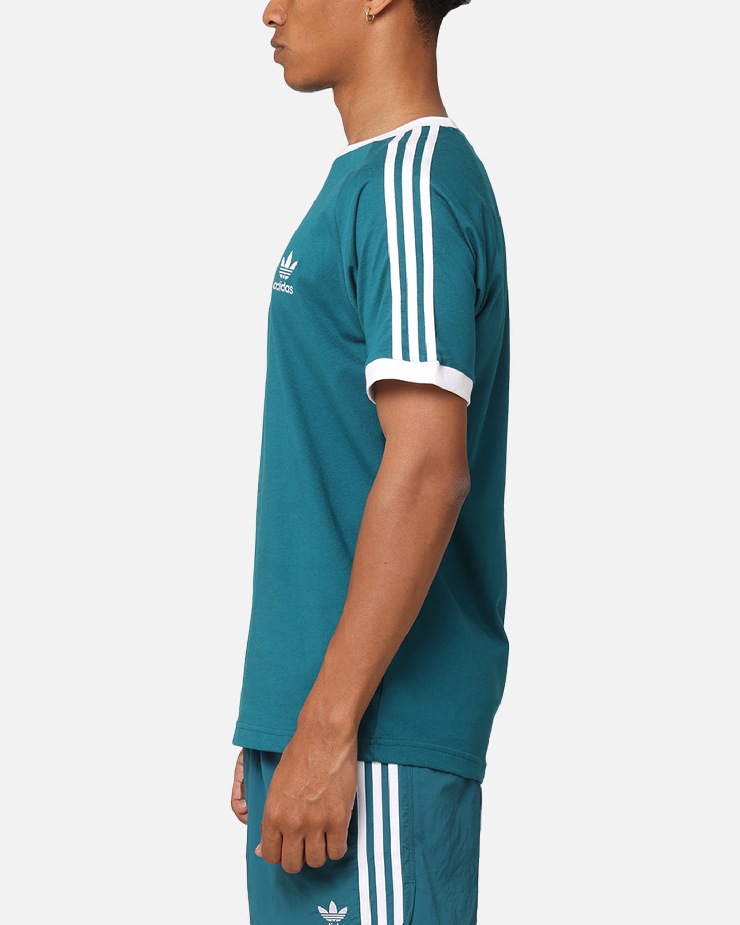 Adidas Classics 3 Stripes T-Shirt for Men - Soft Cotton Teal Blue Casual Shirt - Perfect for Gym, Running & Streetwear Fashion