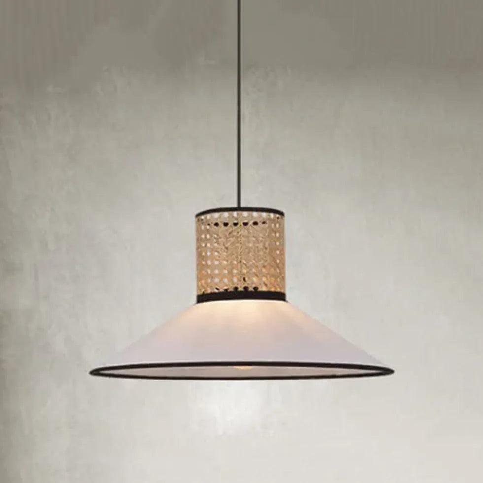 Rattan & PVC Mixed Materials Pendant Light - Modern Boho Ceiling Lighting Fixture for Dining Room, Bedroom, or Living Room Decor