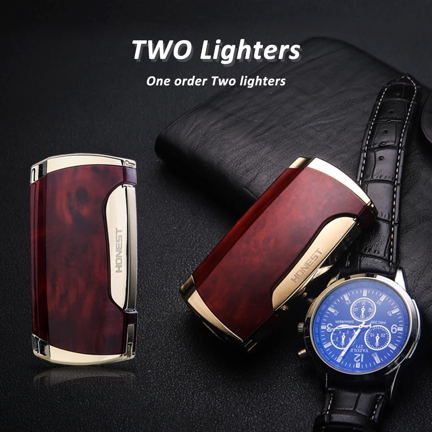 Double Jet Flame Torch Lighter (2PCS) - for Cigars & Outdoor Use
