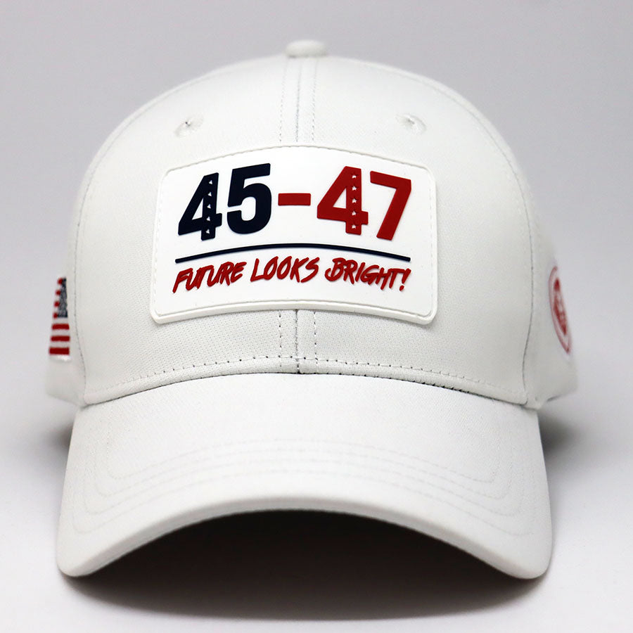 Future Looks Bright 45 47 Inauguration White Snapback Hat - Stylish Political Statement Cap for Inauguration Events & Patriotic Outfits