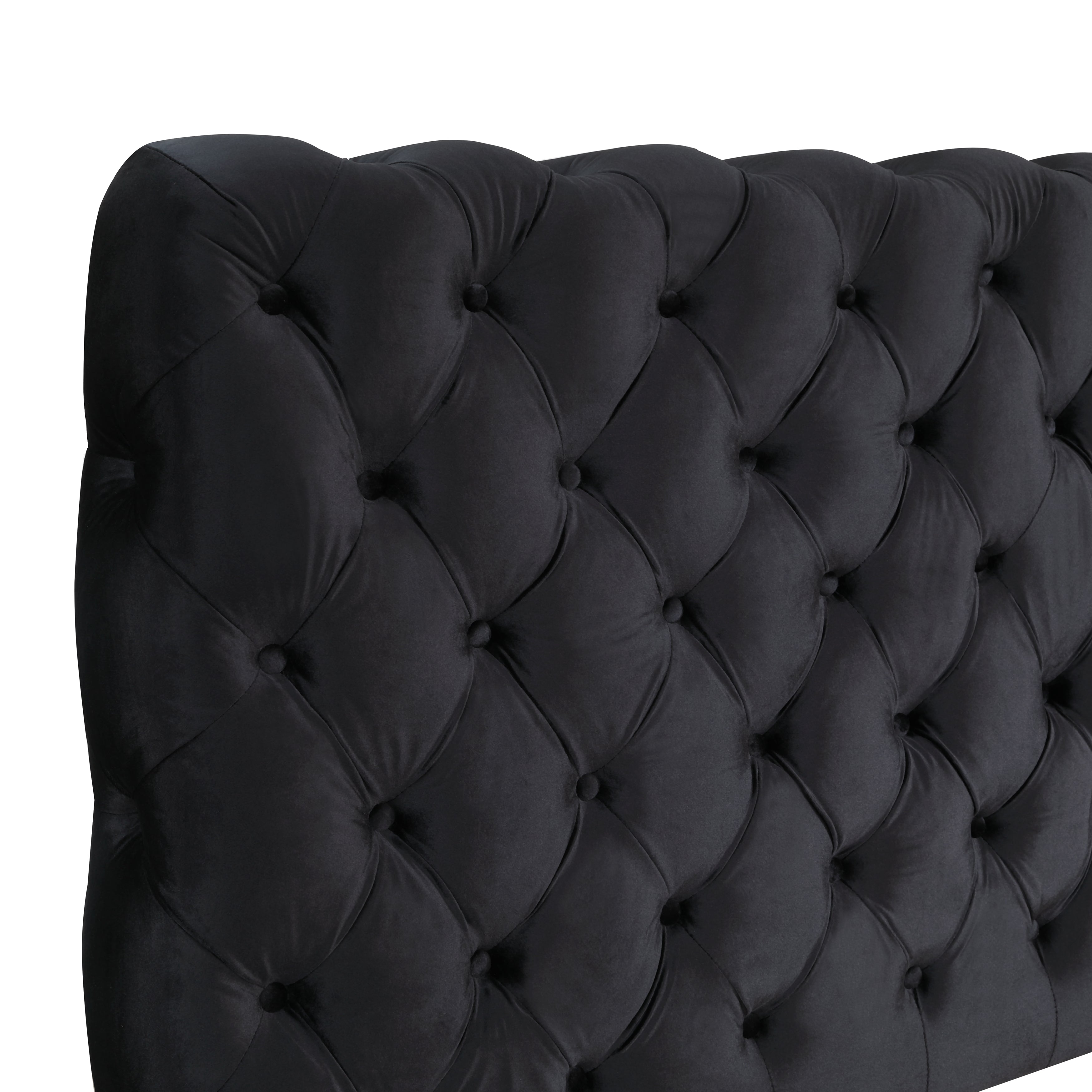 Roundhill Furniture Apoera Velvet Upholstered Button Tufted Queen Bed Frame - Luxurious Black Velvet Fabric for Bedroom Decor | Perfect for Master Bedroom, Guest Room & Apartment