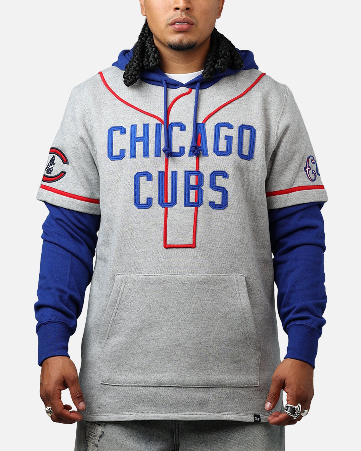 47 Brand Chicago Cubs Game Hoodie Grey/Blue - Men's & Women's MLB Licensed Pullover Sweatshirt for Baseball Fans - Perfect for Game Day, Tailgating & Casual Wear