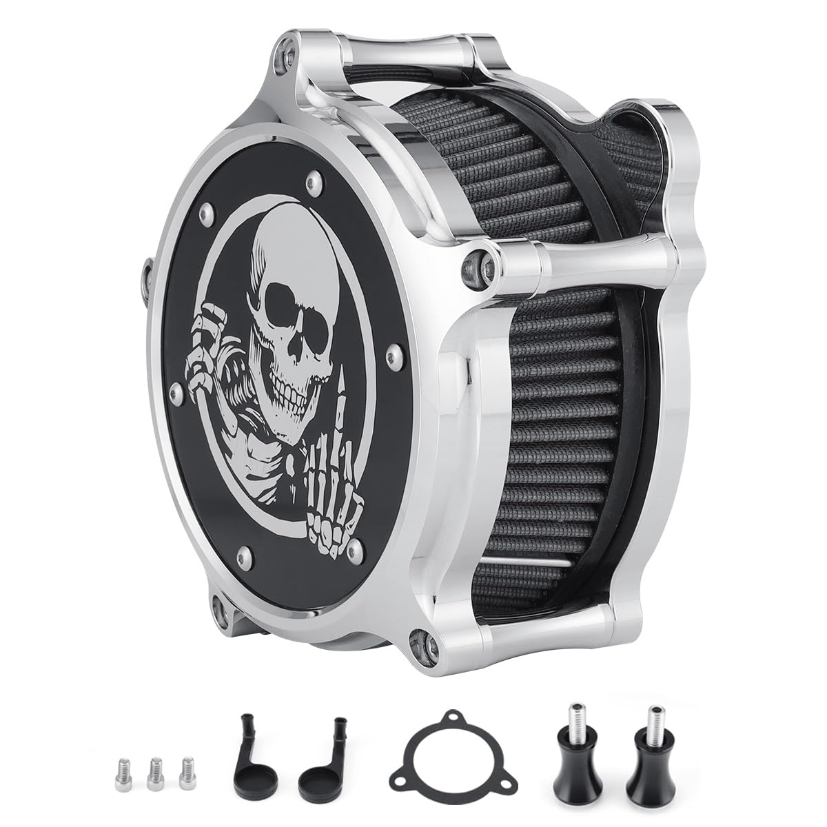 High-Performance Aluminum CNC Motorcycle Air Cleaner Filter Kit - Skull Style Design for Harley Touring FLHXS Street Glide Special & FLHR Road King 2017-2021, FXDR 114 2019-2021 - Enhanced Engine Performance & Custom Look for Cruiser Bikes