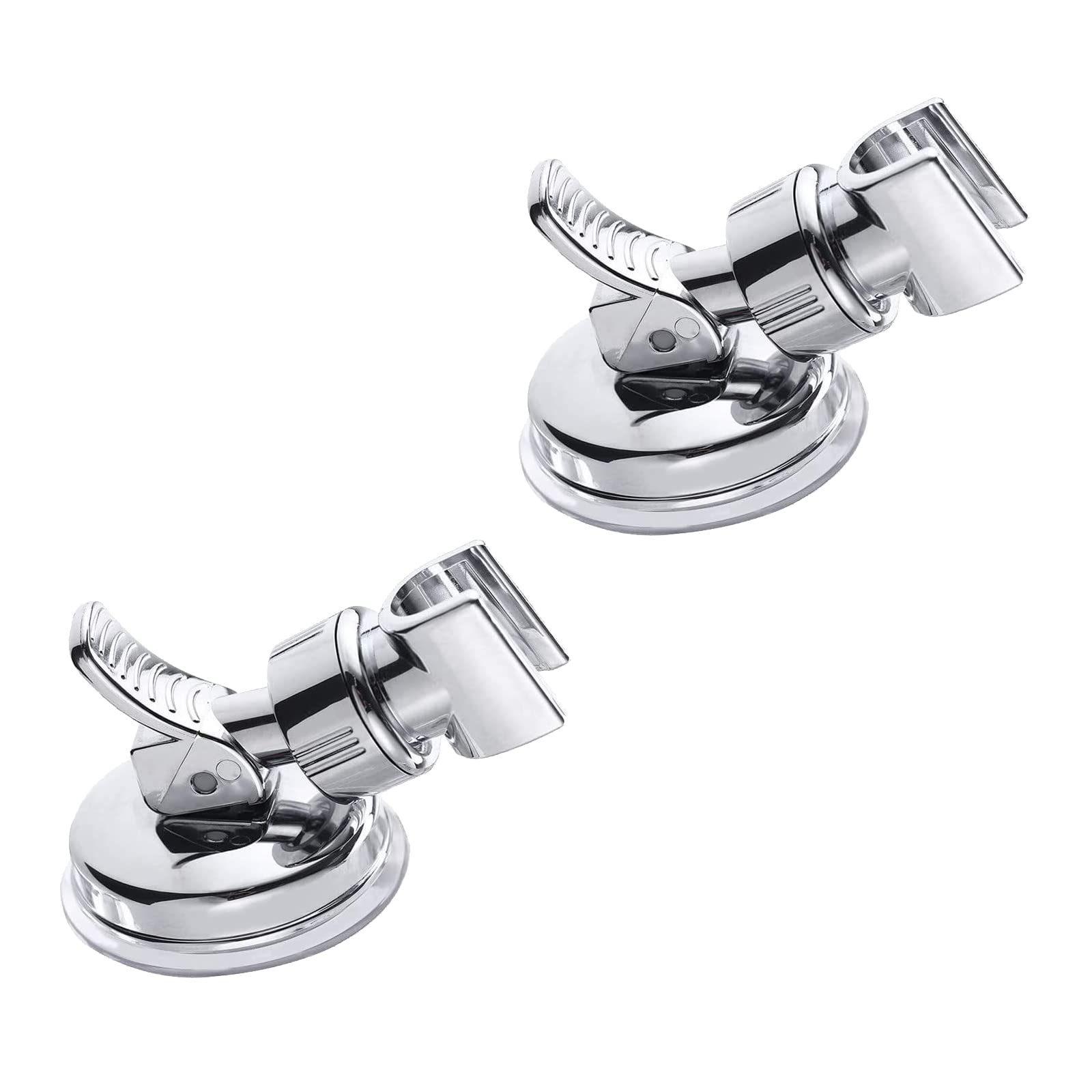 2 Pack Adjustable Suction Cup Shower Head Holder - No Drill Chrome Polished Shower Bracket Mount for Most Handheld Shower Sprayers | Perfect for Bathroom, RV, and Apartment Use