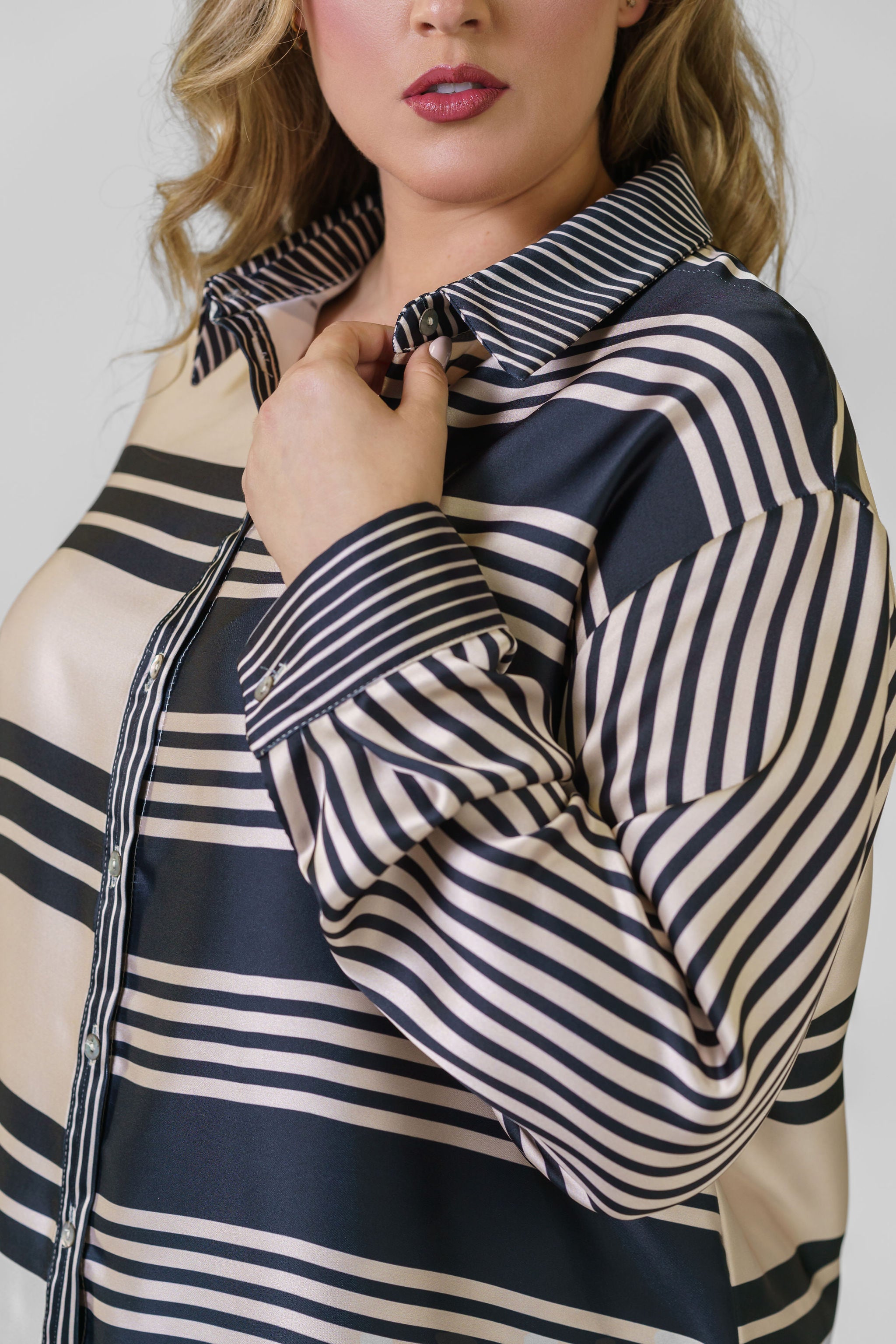 MONO Stripe Roz Shirt - Stylish Women's Casual Blouse for Everyday Wear | Perfect for Office, Outings & Date Nights
