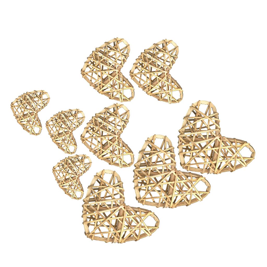 Prettyia 9-Pack 60/80/100mm Natural Woven Rattan Heart Balls - Decorative Bowl Fillers, Vase Centerpieces, Wedding & Party Decor, Coffee Table Accents - Perfect for Boho Home Decor, Rustic Weddings, and Farmhouse Style Arrangements