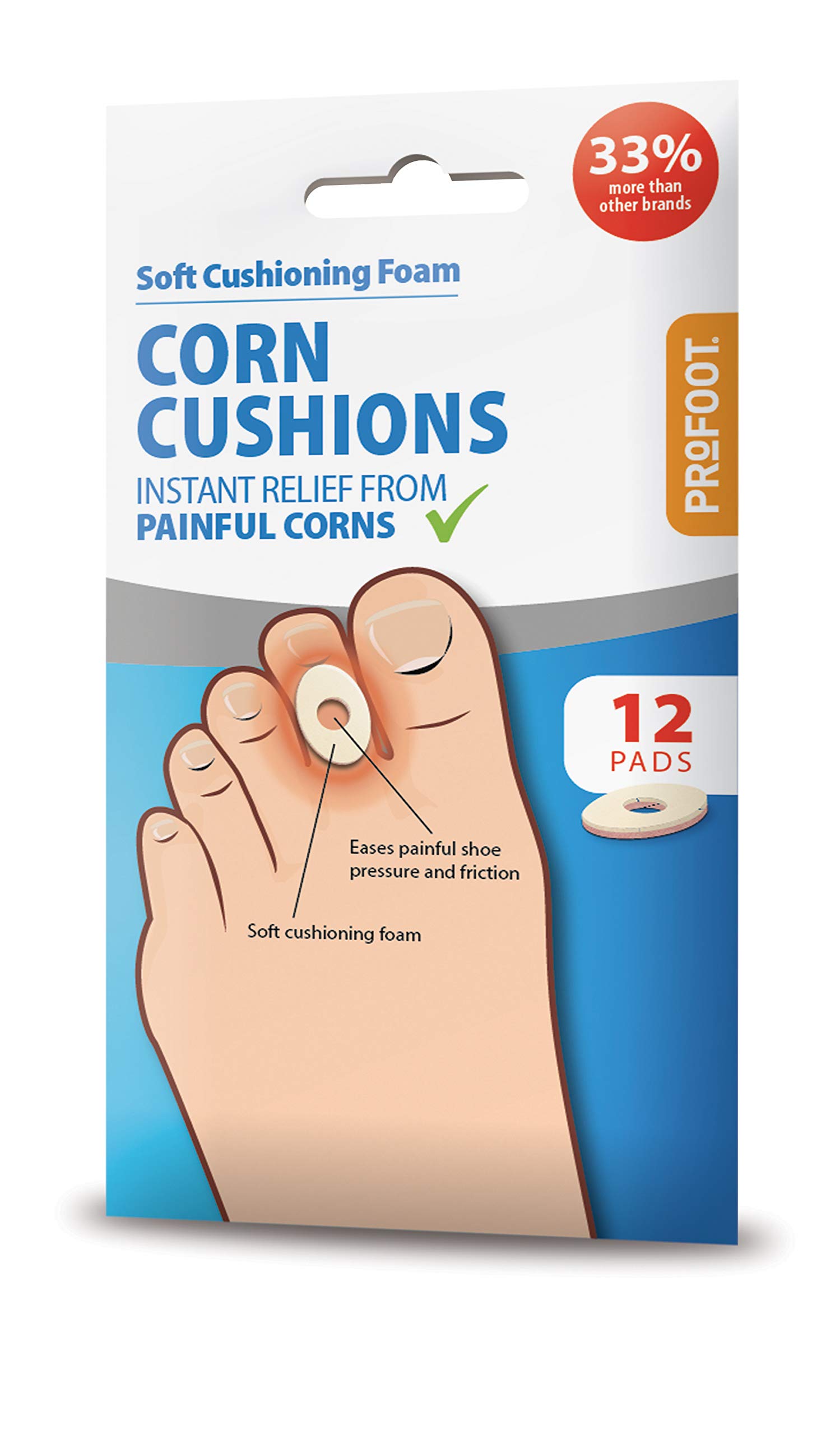 Profoot Corn Cushions - 2 Pack (24 Cushions) - Foot Pain Relief for Corns & Calluses - Perfect for Daily Wear & Active Lifestyles