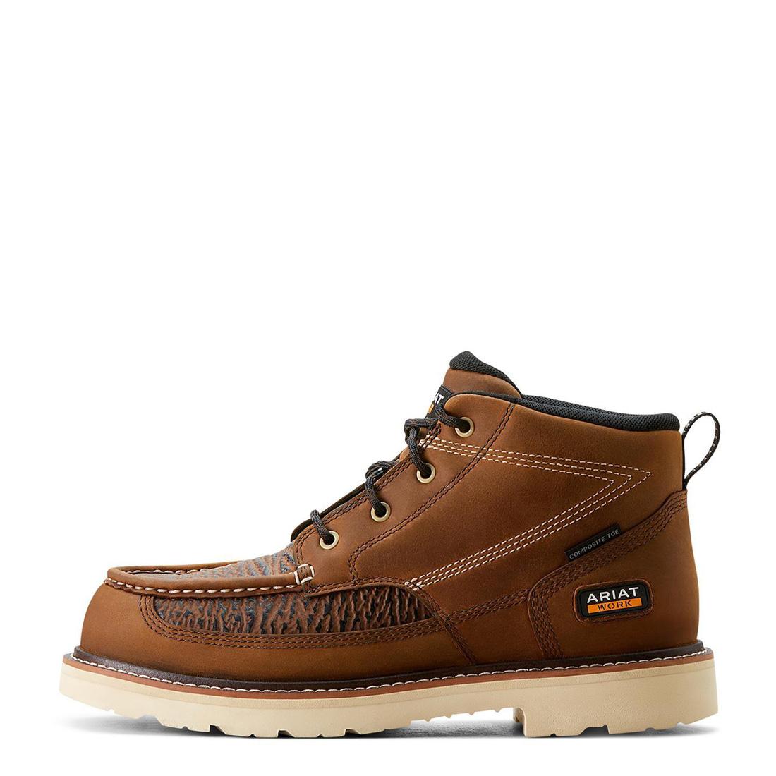 Rebar Lift Composite Toe Chukka Work Boots - Distressed Brown Textured Leather - Safety Shoes for Construction, Warehouse & Outdoor Work
