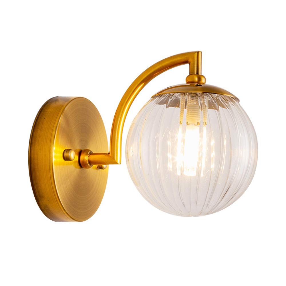 Modern Minimalist LED Wall Sconce - Postmodern Glass Ball Design with G9 Bulb Holder & Brushed Brass Finish - Nordic Style Bedroom Lighting Fixture for Bedside, Hallway, and Living Room Decoration