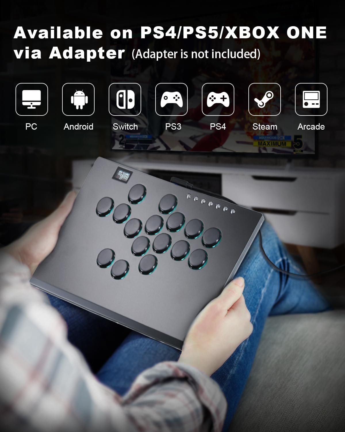 ONEED Haute42 M16 Plus Black Aluminum Leverless Arcade Fight Stick - Compatible with PC, PS3, PS4 & Nintendo Switch - Low Profile Mechanical Switches, Hot Swap & SOCD Cleaning - Perfect for Fighting Games, Arcade Gaming & Esports Tournaments