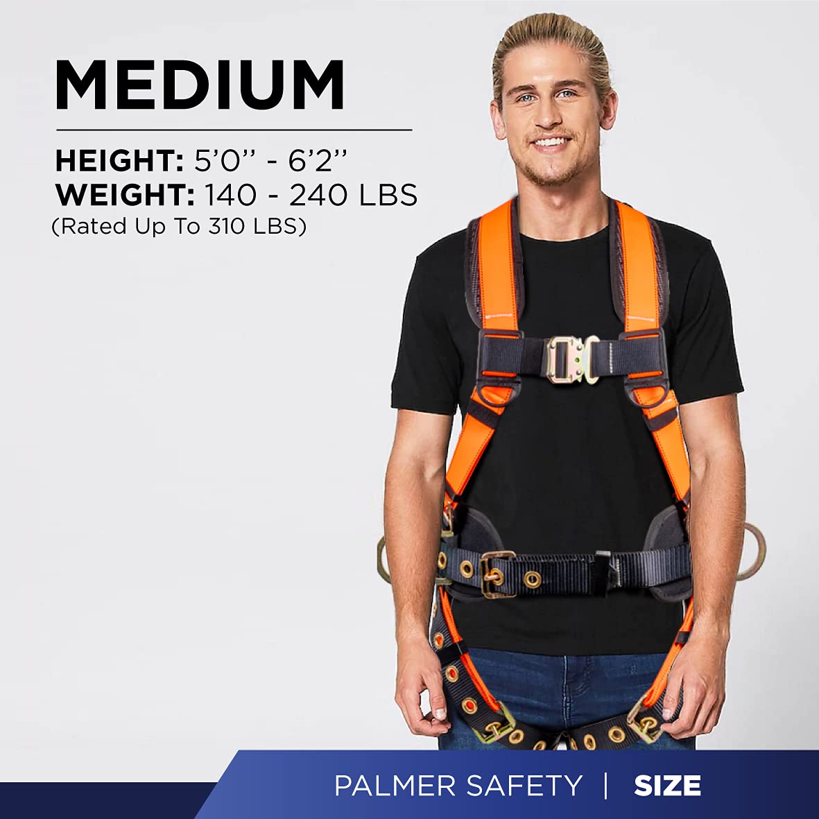 Palmer Safety Fall Protection Harness Kit - Hammerhead Series with Premium Harness, Lanyard & D-Ring Extender | OSHA Compliant Safety Gear for Construction, Roofing & Industrial Work