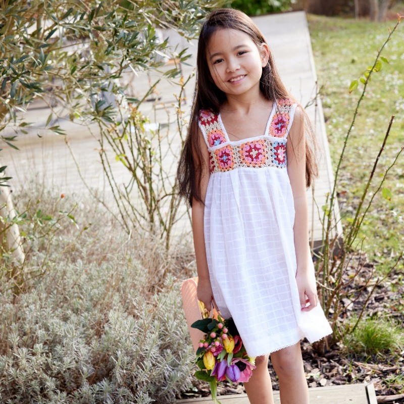 Bonheur du Jour Paris Bellize Girl Dress - Elegant Off White Floral Lace Dress for Girls | Perfect for Weddings, Parties & Special Occasions