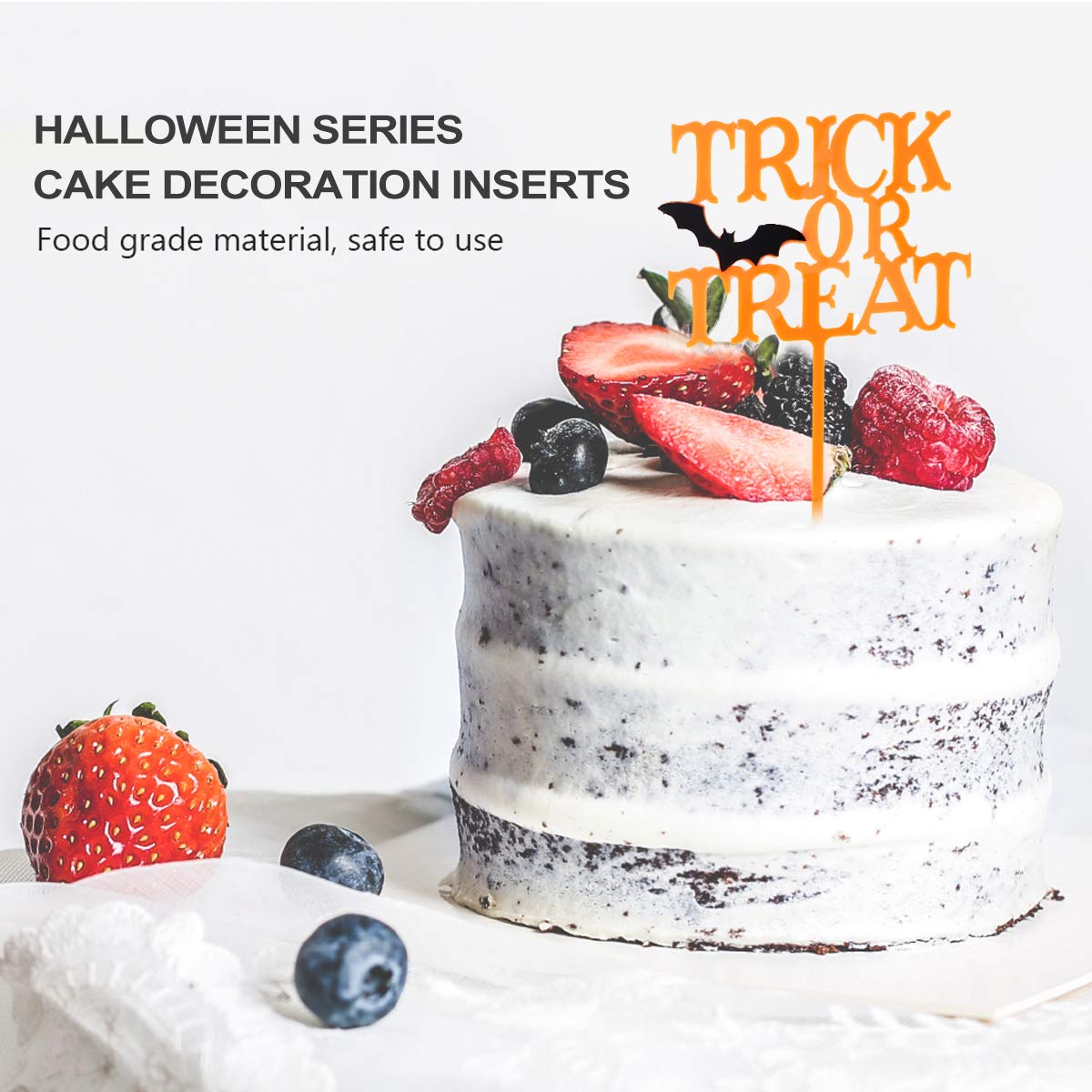 5pcs Halloween Acrylic Cake Toppers - Spooky Cake Decorations for Halloween Party, Birthday, Cupcake & Dessert Decorating