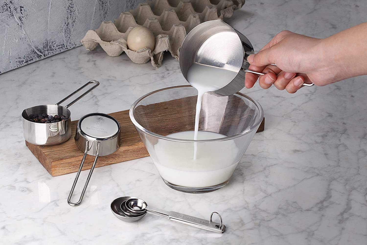 INKULTURE Stainless Steel Measuring Cups & Spoons Set - 4 Cups & 4 Spoons Combo for Dry and Liquid Ingredients - Essential Kitchen Tools for Baking, Cooking, Meal Prep - Perfect for Home Chefs, Bakers, and Professional Kitchens