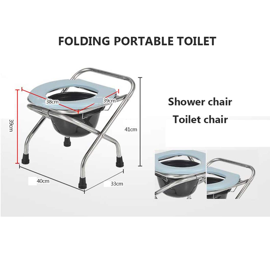 **Portable Folding Commode Chair for Adults - Heavy Duty 330 lbs Capacity, Medical Toilet Seat with Removable Bucket - Ideal for Elderly, Handicap & Post-Surgery Use at Home, Hospital & Travel**