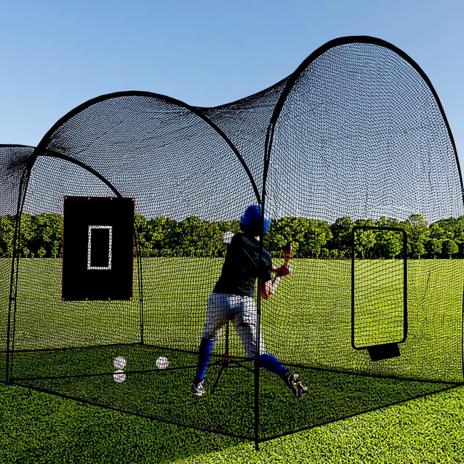 22x12x10FT Portable Baseball & Softball Batting Cage Net with Frame - Heavy Duty Hitting & Pitching Practice for Home, Backyard, Indoor & Outdoor Use - Perfect for Training, Games & Recreational Play