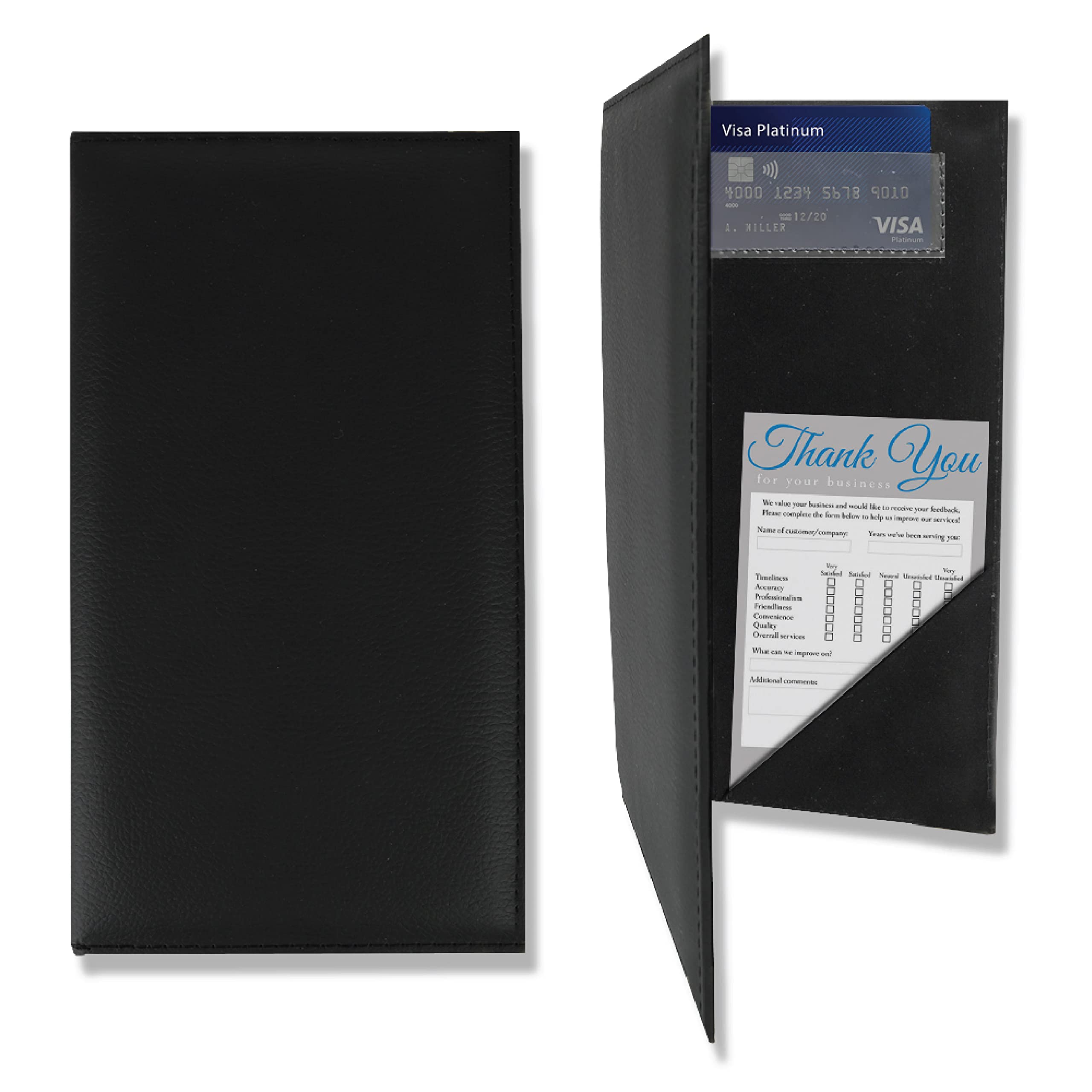Premium Leatherette Guest Check Presenters for Restaurants - Set of 20 Waterproof Server Books with Credit Card Slots & Built-In Pockets (5.5