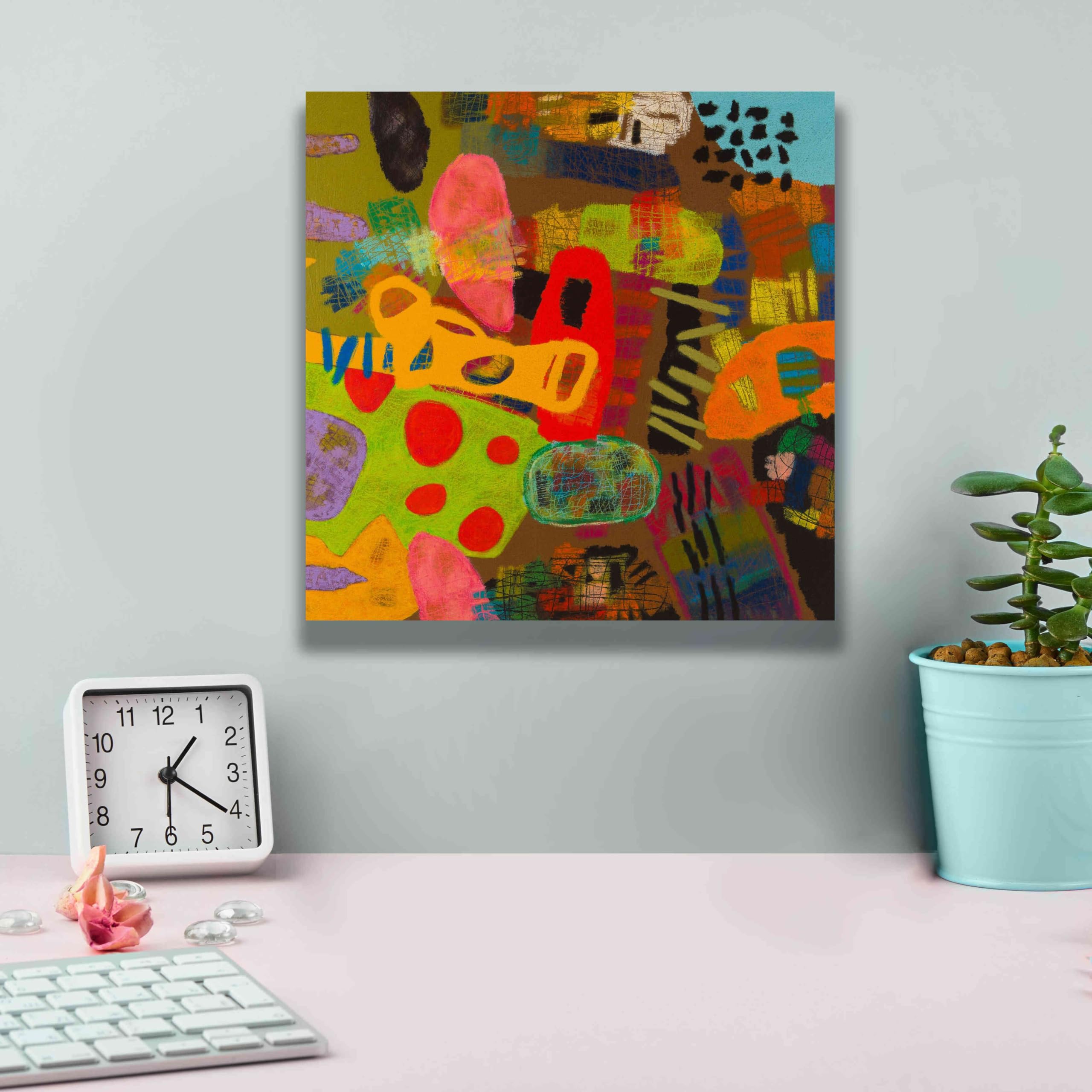 Epic Graffiti 'Conversations in the Abstract 19' by Artist Downs - Premium Giclee Canvas Wall Art Print 12x12 Inches - Modern Abstract Painting for Living Room, Bedroom & Office Decor
