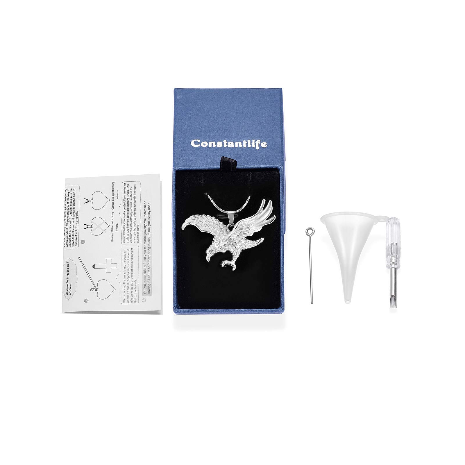 Stainless Steel Eagle Cremation Jewelry for Ashes - Memorial Urn Necklace for Loved Ones & Pets